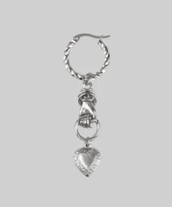 CLASSICS ALL OF ME. Hand Grasping Heart Single Earring - Silver Earrings