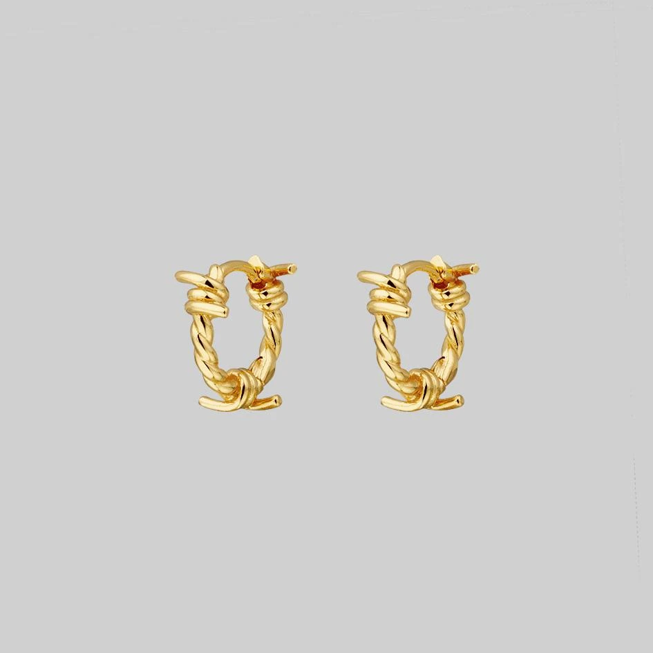 CLASSICS SURVIVAL. Symbolic Barbed Wire Clicker Hoop Earrings - Gold 5 CLASSICS SURVIVAL. Symbolic Barbed Wire Clicker Hoop Earrings - Gold