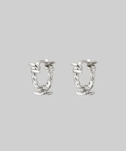 CLASSICS SURVIVAL. Symbolic Barbed Wire Clicker Hoop Earrings - Silver