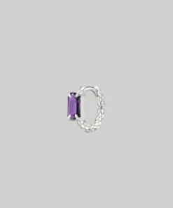 CLASSICS NYMPH. Amethyst Rectangle Hoop Earrings - Silver 12 CLASSICS NYMPH. Amethyst Rectangle Hoop Earrings - Silver