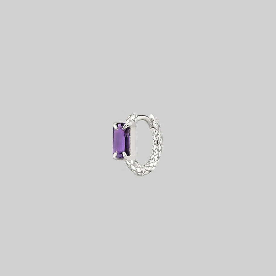 CLASSICS NYMPH. Amethyst Rectangle Hoop Earrings - Silver 5 CLASSICS NYMPH. Amethyst Rectangle Hoop Earrings - Silver