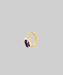 CLASSICS Earrings NYMPH. Amethyst Rectangle Clicker Ring - Gold
