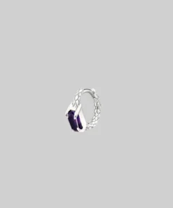 CLASSICS NYMPH. Amethyst Rectangle Clicker Ring - Silver Earrings