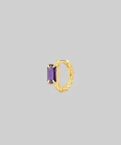 CLASSICS NYMPH. Amethyst Rectangle Hoop Earrings - Gold 12 CLASSICS NYMPH. Amethyst Rectangle Hoop Earrings - Gold