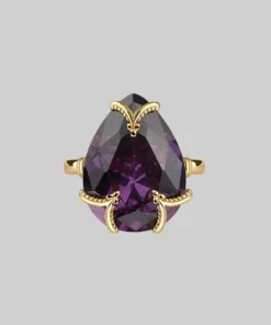 HALLOWEEN 2021 MALEFICENT. Amethyst CZ Gothic Ring - Gold Rings