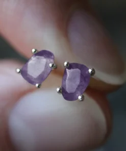 CLASSICS RUNE. Amethyst Slice Silver Earrings