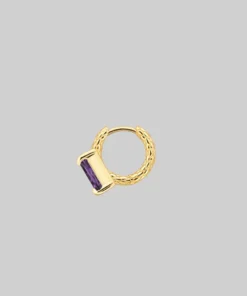CLASSICS Earrings NYMPH. Amethyst Rectangle Clicker Ring - Gold