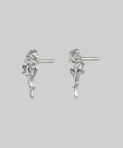 CLASSICS AMOR. Rose Stem Stud Earrings - Silver