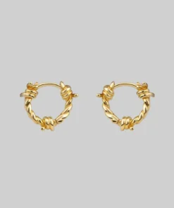 CLASSICS SURVIVAL. Symbolic Barbed Wire Clicker Hoop Earrings - Gold 12 CLASSICS SURVIVAL. Symbolic Barbed Wire Clicker Hoop Earrings - Gold