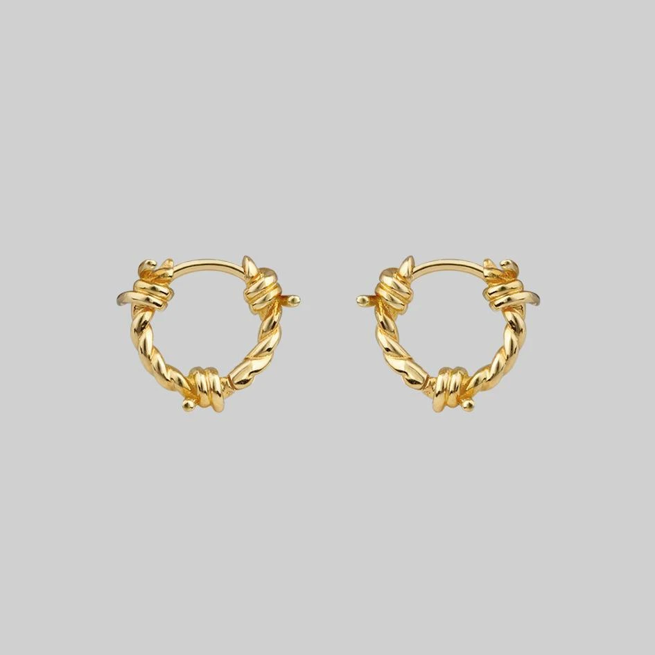 CLASSICS SURVIVAL. Symbolic Barbed Wire Clicker Hoop Earrings - Gold 3 CLASSICS SURVIVAL. Symbolic Barbed Wire Clicker Hoop Earrings - Gold