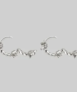 CLASSICS SURVIVAL. Symbolic Barbed Wire Clicker Hoop Earrings - Silver