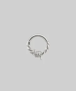 AW21 SURVIVAL. Barbed Wire Septum Clicker Ring - Silver Earrings