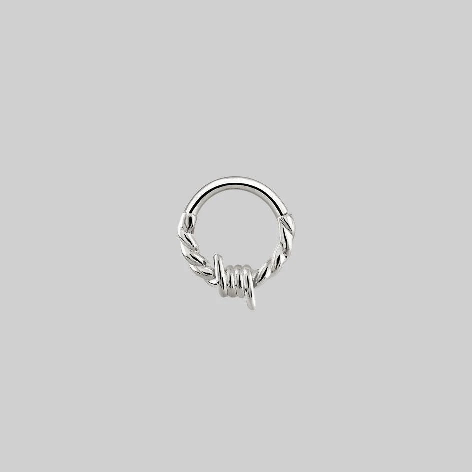 AW21 SURVIVAL. Barbed Wire Septum Clicker Ring - Silver Earrings 1 AW21 SURVIVAL. Barbed Wire Septum Clicker Ring - Silver Earrings