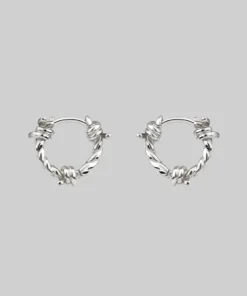 CLASSICS SURVIVAL. Symbolic Barbed Wire Clicker Hoop Earrings - Silver