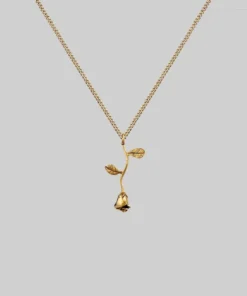 CLASSICS BELLADONNA. Rose Stem Charm Necklace - Gold Necklaces & Chains