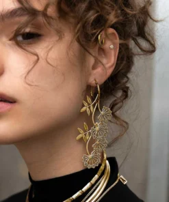 CLASSICS AELLA. Floral Drop Hoop Earrings - Gold