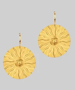 End Of Line HARMONY. Winter Sun Disk Hoop Earrings - Gold