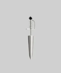 CLASSICS Earrings SALEM. Black Spinel Short Dagger Single Earring - Silver