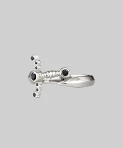 CLASSICS MAJESTY. Black Spinel Dagger Wrap Ring - Silver