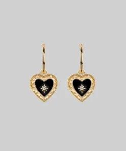 CLASSICS SOLEMN. Black Enamel Heart Hoop Earrings - Gold 7 CLASSICS SOLEMN. Black Enamel Heart Hoop Earrings - Gold
