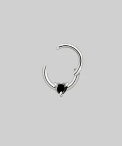 CLASSICS Earrings HEART & SOUL. Black Spinel Septum Clicker Ring - Silver 10 CLASSICS Earrings HEART & SOUL. Black Spinel Septum Clicker Ring - Silver