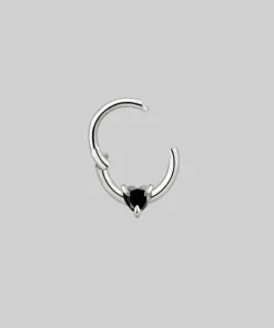 CLASSICS Earrings HEART & SOUL. Black Spinel Septum Clicker Ring - Silver 12 CLASSICS Earrings HEART & SOUL. Black Spinel Septum Clicker Ring - Silver