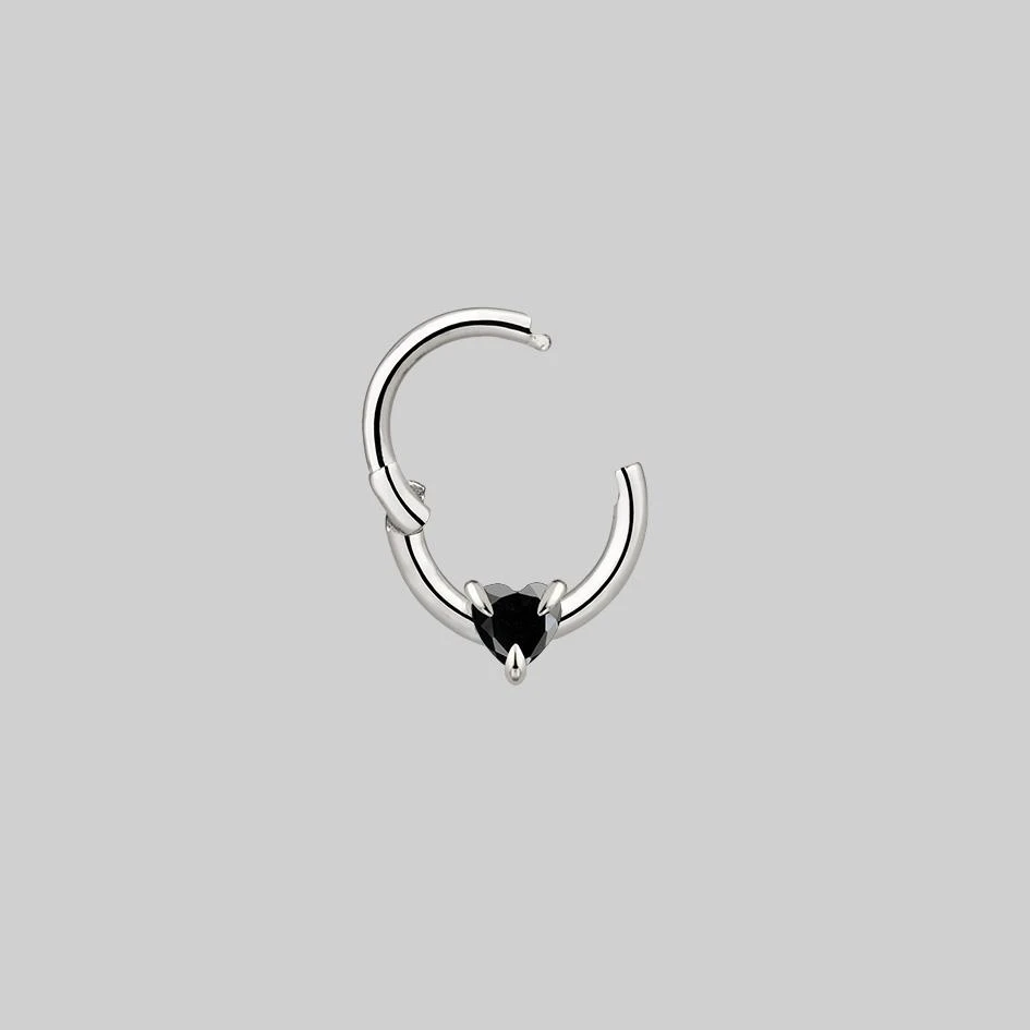 CLASSICS Earrings HEART & SOUL. Black Spinel Septum Clicker Ring - Silver 6 CLASSICS Earrings HEART & SOUL. Black Spinel Septum Clicker Ring - Silver