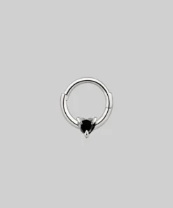 CLASSICS Earrings HEART & SOUL. Black Spinel Septum Clicker Ring - Silver