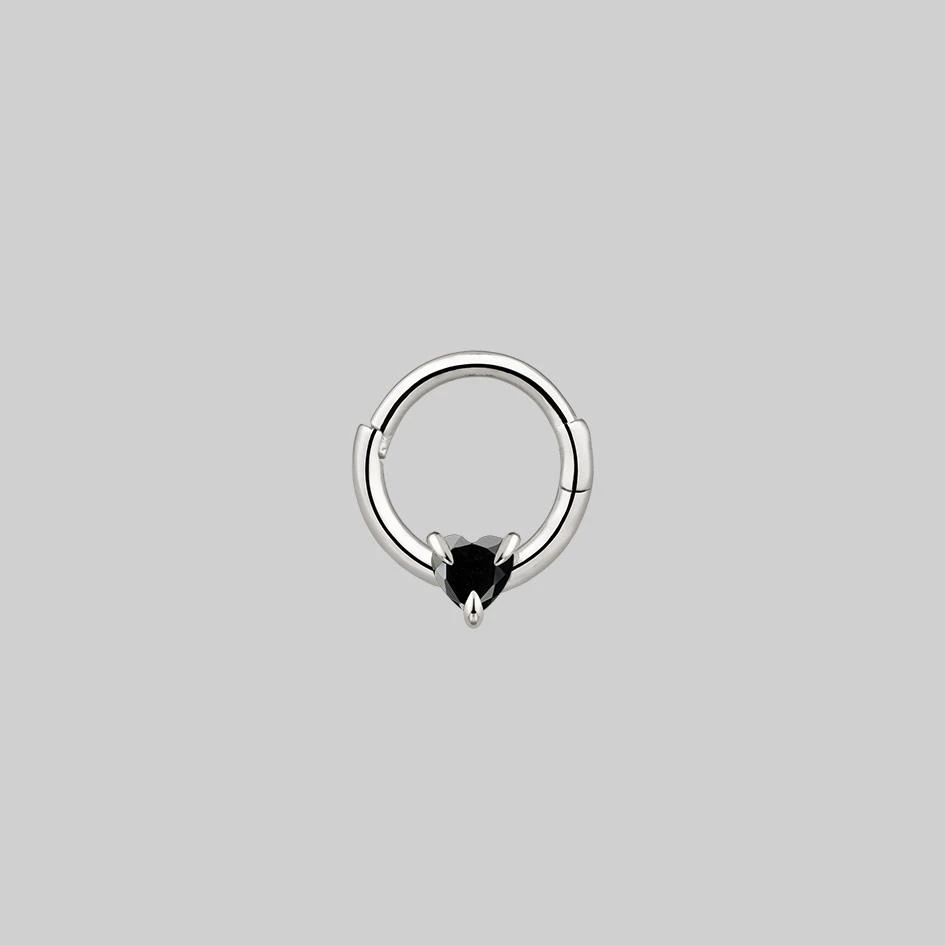 CLASSICS Earrings HEART & SOUL. Black Spinel Septum Clicker Ring - Silver 1 CLASSICS Earrings HEART & SOUL. Black Spinel Septum Clicker Ring - Silver