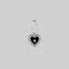 CLASSICS SOLEMN. Black Enamel Heart Hoop Earrings - Silver