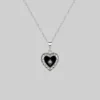 CLASSICS SOLEMN. Black Enamel Heart Necklace - Silver Necklaces & Chains
