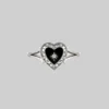 CLASSICS Rings SOLEMN. Black Enamel Heart Ring - Silver