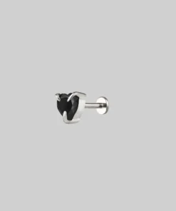 CLASSICS Earrings HEART & SOUL. Black Spinel Heart Stud Earring - Silver
