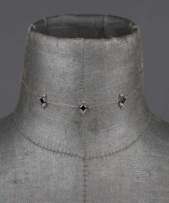 CLASSICS DYNASTY. Black Spinel Trilogy Chain Choker - Silver Necklaces & Chains