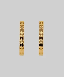 CLASSICS BROOKE. Etched Starburst Hoop Earrings - Gold