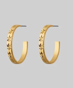CLASSICS BROOKE. Etched Starburst Hoop Earrings - Gold