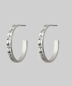 CLASSICS BROOKE. Etched Starburst Hoop Earrings - Silver
