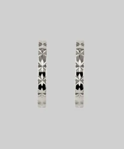 CLASSICS BROOKE. Etched Starburst Hoop Earrings - Silver