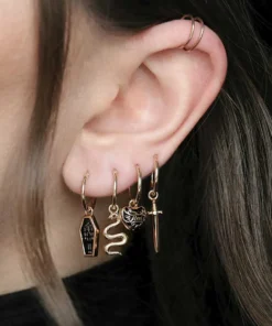 CLASSICS BETRAYAL. Cubic Zirconia Dagger Hoop Earrings - Gold