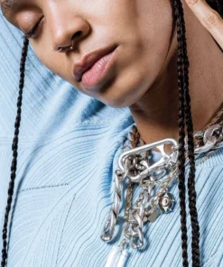 End Of Line BEHOLD. Iridescent Glass Eye Necklace - Gold Necklaces & Chains