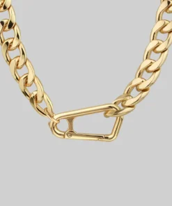 CLASSICS XX. Chunky Curb Chain & Carabiner Clasp Necklace - Gold