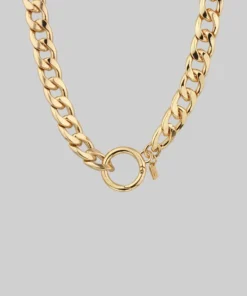 CLASSICS XO. Chunky Chain & Circle Clasp Necklace - Gold