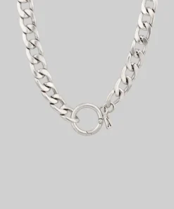 CLASSICS Necklaces & Chains XO. Chunky Chain & Circle Clasp Necklace - Silver