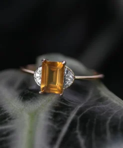 CLASSICS DECOR. Citrine Ornamental Silver Ring Rings