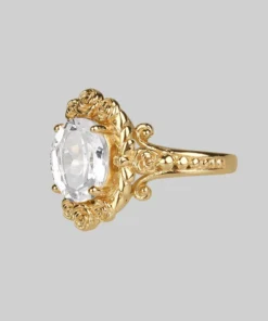 CLASSICS MARIA. Rose Wreath Clear Quartz Gold Cocktail Ring