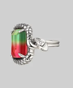 BLACK FRIDAY 2021 MALICE. Tourmaline CZ Coiled Snake Cocktail Ring - Silver 8 BLACK FRIDAY 2021 MALICE. Tourmaline CZ Coiled Snake Cocktail Ring - Silver