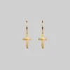 End Of Line HONOUR. Cross Hoop 9K Gold Earrings