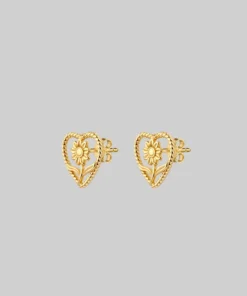 CLASSICS APRIL. Sunflower Heart Stud Earrings - Gold