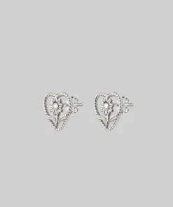 CLASSICS APRIL. Sunflower Heart Stud Earrings - Silver