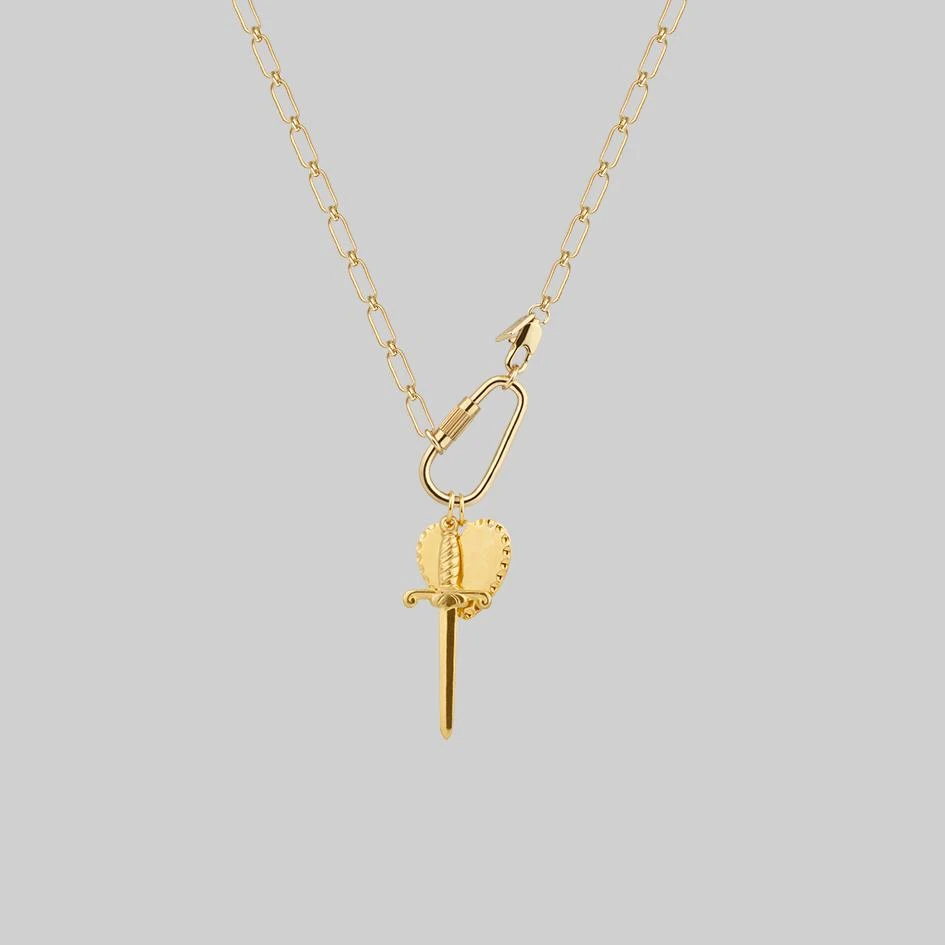 CLASSICS TORMENT. Heart & Dagger Carabiner Charm Necklace - Gold Necklaces & Chains 4 CLASSICS TORMENT. Heart & Dagger Carabiner Charm Necklace - Gold Necklaces & Chains